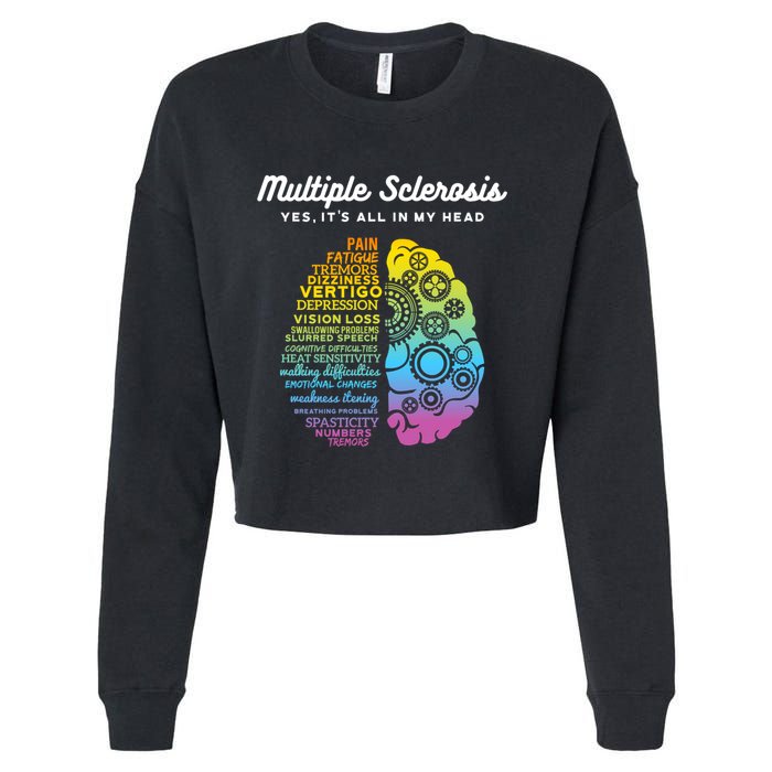 Yes ItS All In My Head Multiple Sclerosis Gift Ms Gift Cropped Pullover Crew
