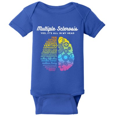 Yes ItS All In My Head Multiple Sclerosis Gift Ms Gift Baby Bodysuit