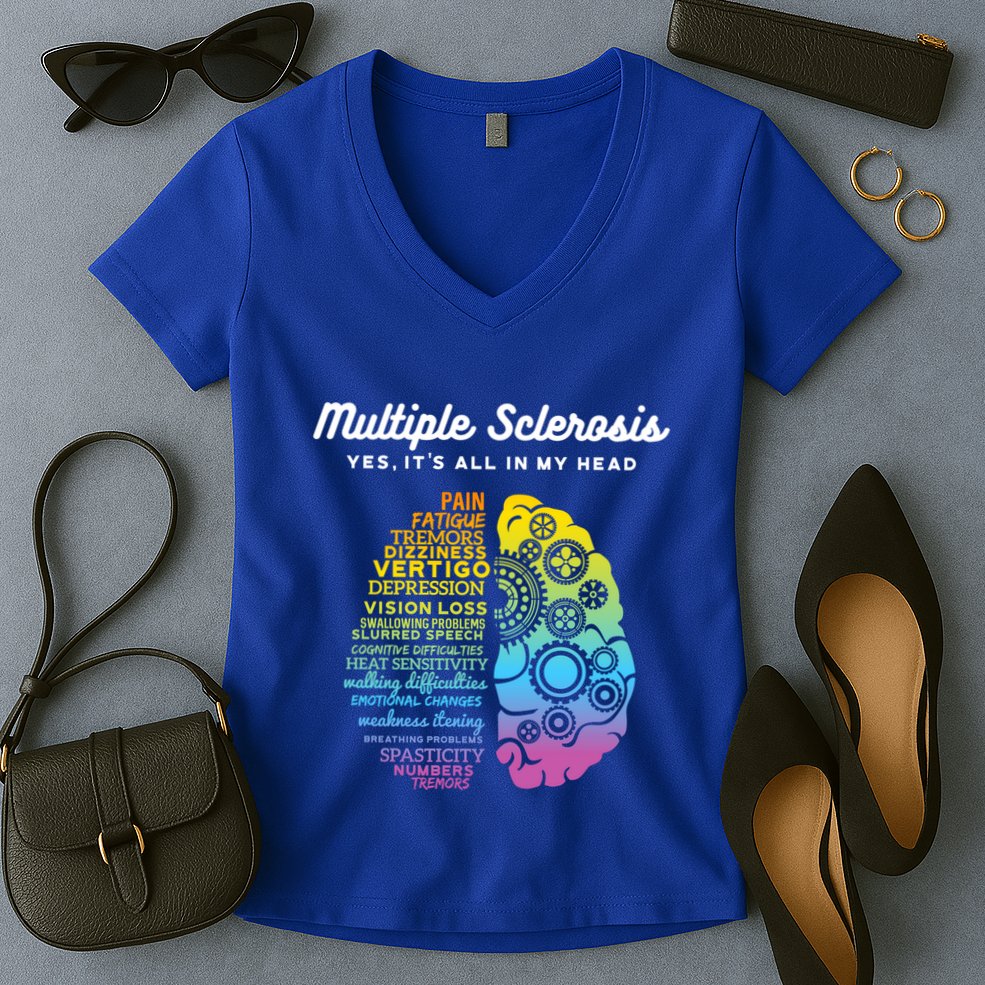 Yes ItS All In My Head Multiple Sclerosis Gift Ms Gift Women's V-Neck T-Shirt
