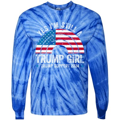 Yes IM A Trump Gift Funny Trump Support 2024 Election Gift Tie-Dye Long Sleeve Shirt