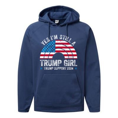 Yes IM A Trump Gift Funny Trump Support 2024 Election Gift Performance Fleece Hoodie