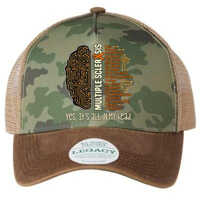 Yes It's All In My Head Multiple Sclerosis Ribbon Brain Legacy Tie Dye Trucker Hat