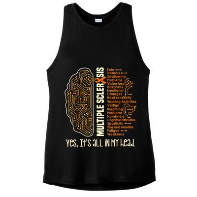 Yes It's All In My Head Multiple Sclerosis Ribbon Brain Ladies PosiCharge Tri-Blend Wicking Tank