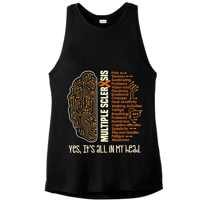 Yes It's All In My Head Multiple Sclerosis Ribbon Brain Ladies PosiCharge Tri-Blend Wicking Tank