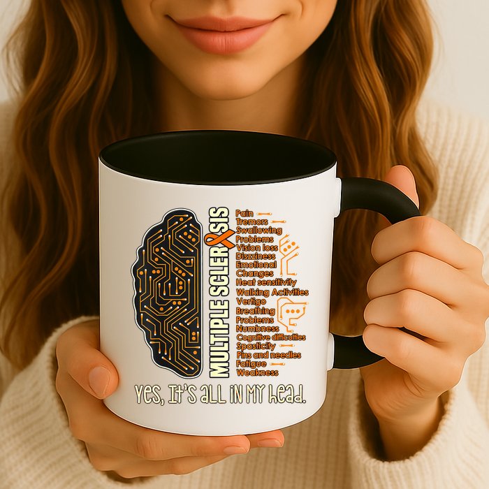 Yes It's All In My Head Multiple Sclerosis Ribbon Brain Mug