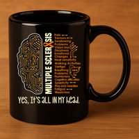 Yes It's All In My Head Multiple Sclerosis Ribbon Brain 11oz C Handle Ceramic Mug