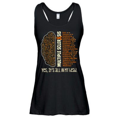 Yes It's All In My Head Multiple Sclerosis Ribbon Brain Ladies Essential Flowy Tank