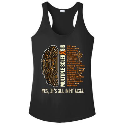 Yes It's All In My Head Multiple Sclerosis Ribbon Brain Ladies PosiCharge Competitor Racerback Tank