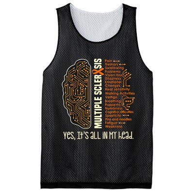 Yes It's All In My Head Multiple Sclerosis Ribbon Brain Mesh Reversible Basketball Jersey Tank