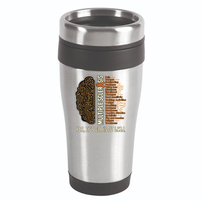 Yes It's All In My Head Multiple Sclerosis Ribbon Brain 16oz Travel Tumbler