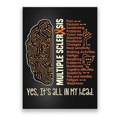 Yes It's All In My Head Multiple Sclerosis Ribbon Brain Poster