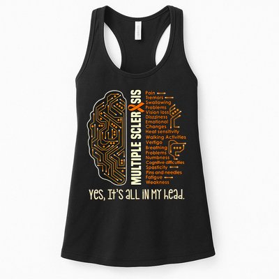 Yes It's All In My Head Multiple Sclerosis Ribbon Brain Womens Tank Top