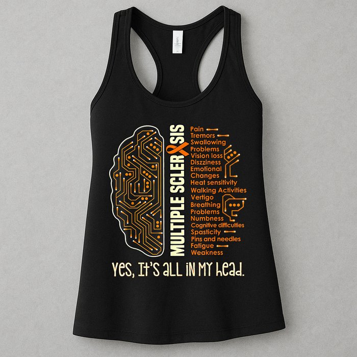 Yes It's All In My Head Multiple Sclerosis Ribbon Brain Womens Tank Top