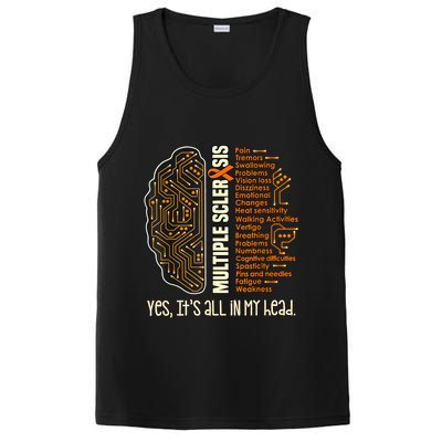 Yes It's All In My Head Multiple Sclerosis Ribbon Brain PosiCharge Competitor Tank