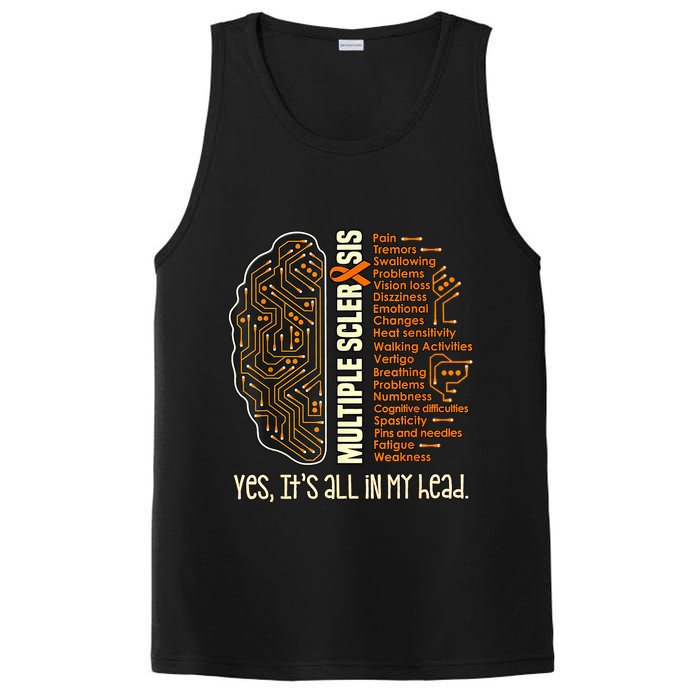 Yes It's All In My Head Multiple Sclerosis Ribbon Brain PosiCharge Competitor Tank