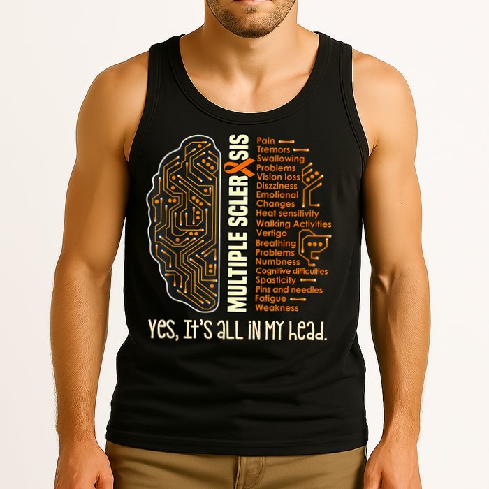 Yes It's All In My Head Multiple Sclerosis Ribbon Brain Tank Top