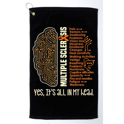 Yes It's All In My Head Multiple Sclerosis Ribbon Brain Golf Towel
