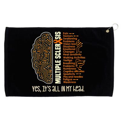 Yes It's All In My Head Multiple Sclerosis Ribbon Brain Grommeted Golf Towel