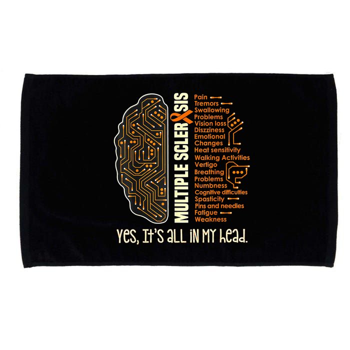 Yes It's All In My Head Multiple Sclerosis Ribbon Brain Microfiber Hand Towel
