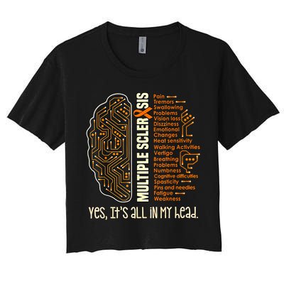 Yes It's All In My Head Multiple Sclerosis Ribbon Brain Crop Top
