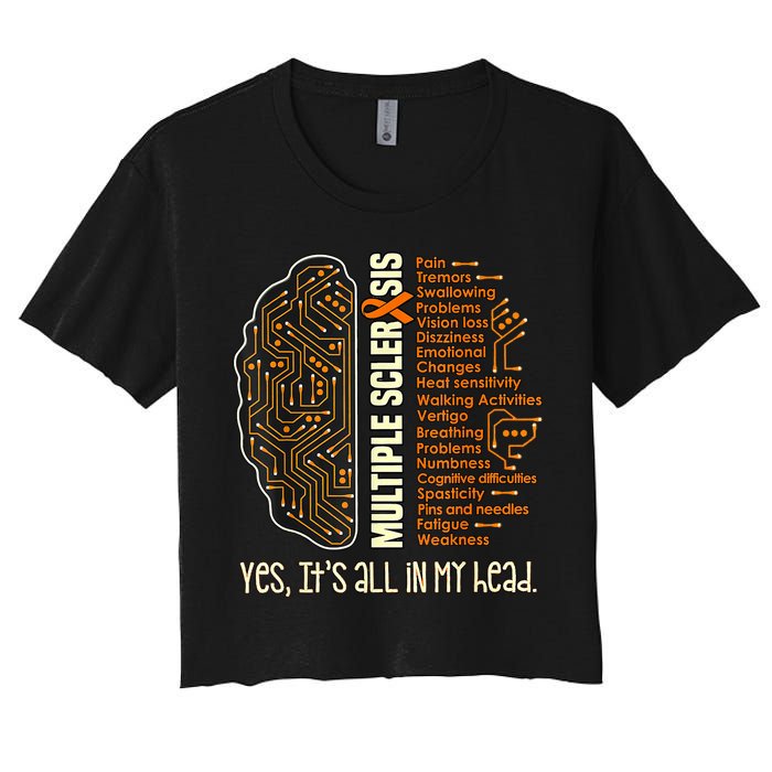 Yes It's All In My Head Multiple Sclerosis Ribbon Brain Crop Top