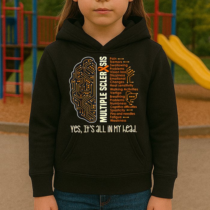 Yes It's All In My Head Multiple Sclerosis Ribbon Brain Kids Hoodie