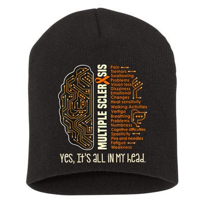 Yes It's All In My Head Multiple Sclerosis Ribbon Brain Short Acrylic Beanie