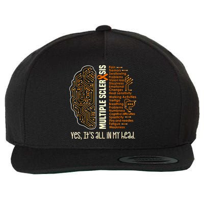 Yes It's All In My Head Multiple Sclerosis Ribbon Brain Wool Snapback Cap