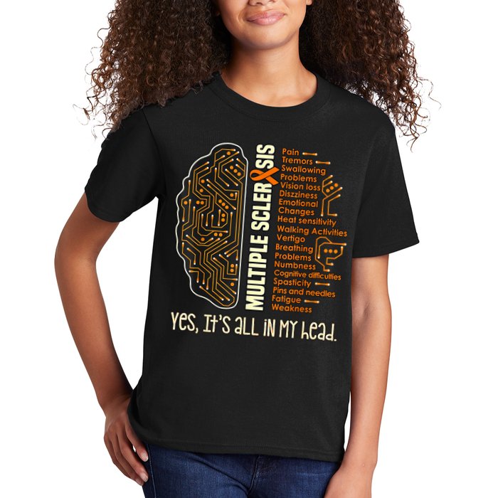 Yes It's All In My Head Multiple Sclerosis Ribbon Brain Kids T-Shirt