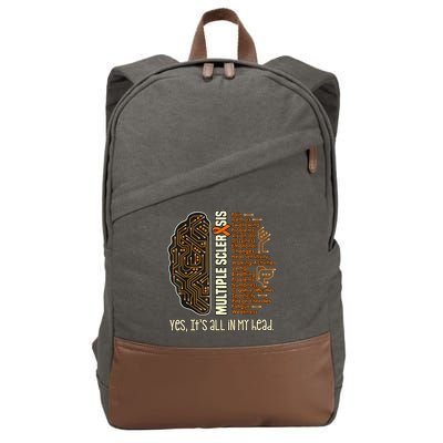 Yes It's All In My Head Multiple Sclerosis Ribbon Brain Cotton Canvas Backpack