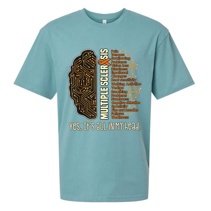 Yes It's All In My Head Multiple Sclerosis Ribbon Brain Sueded Cloud Jersey T-Shirt
