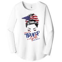 Yes IM A Trump Girl Deal With It Messy Bun Funny Trump 2024 Women's Perfect Tri Tunic Long Sleeve Shirt