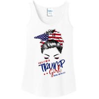 Yes IM A Trump Girl Deal With It Messy Bun Funny Trump 2024 Ladies Essential Tank