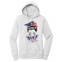 Yes IM A Trump Girl Deal With It Messy Bun Funny Trump 2024 Women's Pullover Hoodie