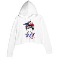 Yes IM A Trump Girl Deal With It Messy Bun Funny Trump 2024 Crop Fleece Hoodie