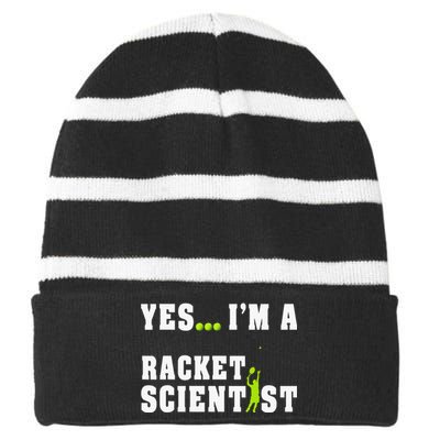 Yes I'm A Rocket Scientist Funny Player Racquetball Striped Beanie with Solid Band