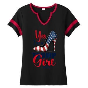 Yes IM A Trump Stilettos High Heel Us Flag Trump 2024 Gift Ladies Halftime Notch Neck Tee