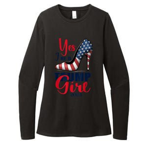 Yes IM A Trump Stilettos High Heel Us Flag Trump 2024 Gift Womens CVC Long Sleeve Shirt