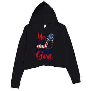 Yes IM A Trump Stilettos High Heel Us Flag Trump 2024 Gift Crop Fleece Hoodie