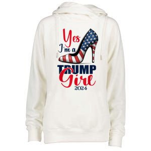 Yes IM A Trump Stilettos High Heel Us Flag Trump 2024 Gift Womens Funnel Neck Pullover Hood