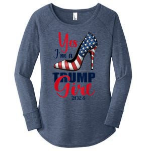 Yes IM A Trump Stilettos High Heel Us Flag Trump 2024 Gift Women's Perfect Tri Tunic Long Sleeve Shirt