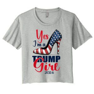 Yes IM A Trump Stilettos High Heel Us Flag Trump 2024 Gift Women's Crop Top Tee