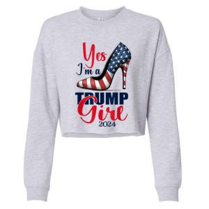 Yes IM A Trump Stilettos High Heel Us Flag Trump 2024 Gift Cropped Pullover Crew