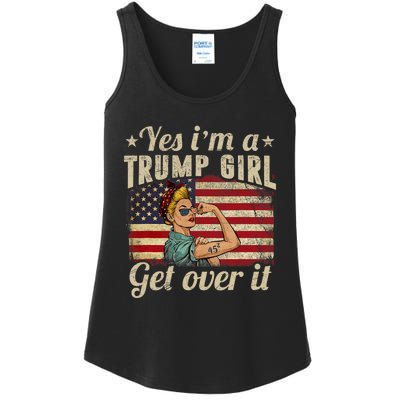 Yes IM A Trump Girl Get Over It Us Flag Ladies Essential Tank