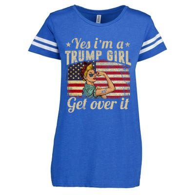 Yes IM A Trump Girl Get Over It Us Flag Enza Ladies Jersey Football T-Shirt