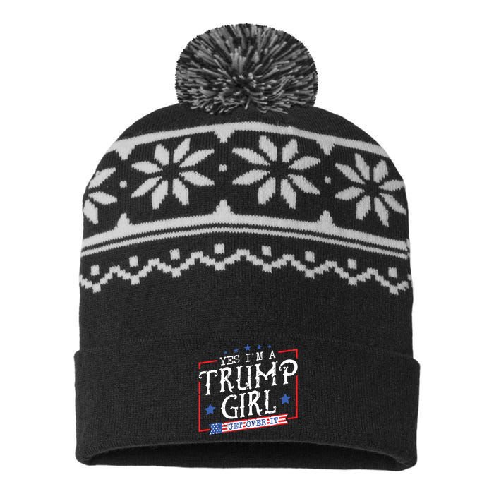 Yes IM A Trump Girl Get Over It Gifts For Trump Supporter USA-Made Snowflake Beanie