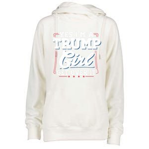 Yes IM A Trump Gift Womens Funnel Neck Pullover Hood