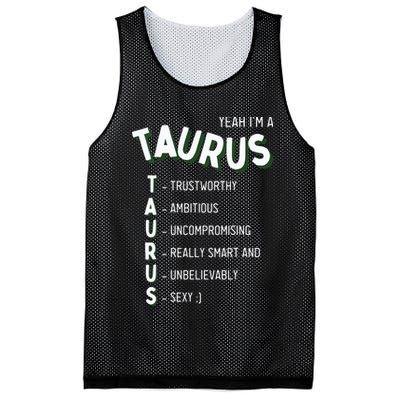 Yeah Im A Taurus Zodiac Mesh Reversible Basketball Jersey Tank