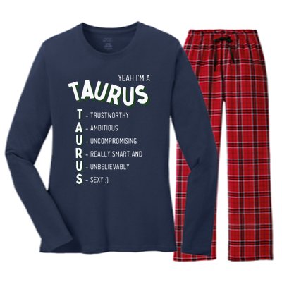 Yeah Im A Taurus Zodiac Women's Long Sleeve Flannel Pajama Set 