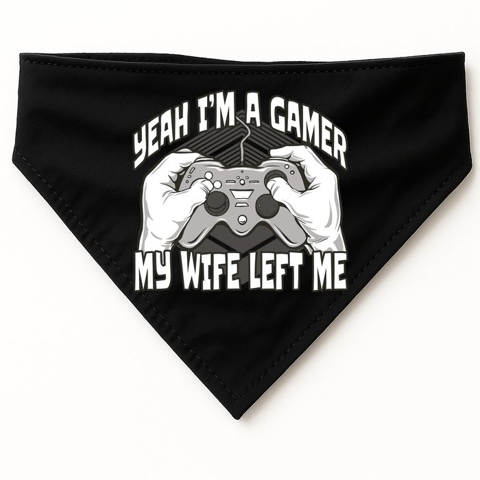 Yeah I'm A Gamer My Wife Left Funny USA-Made Doggie Bandana